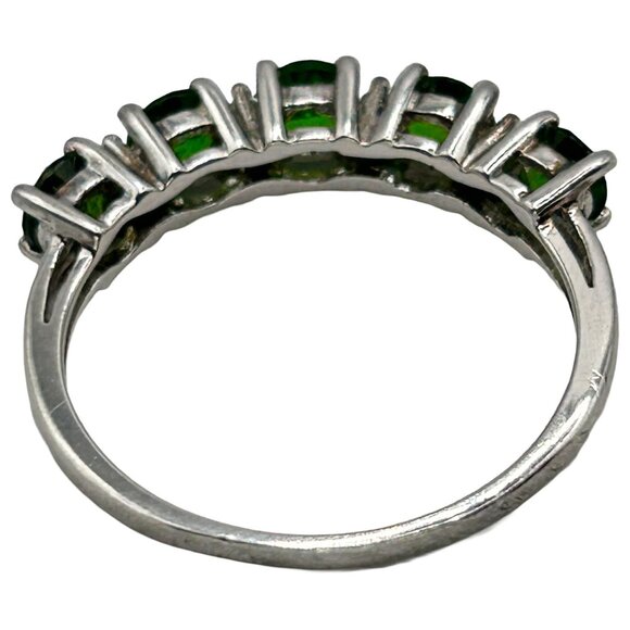 Chromium Diopside with White Topaz Rhodium Plated Sterling Silver Ring - Size 9 - Picture 4 of 6